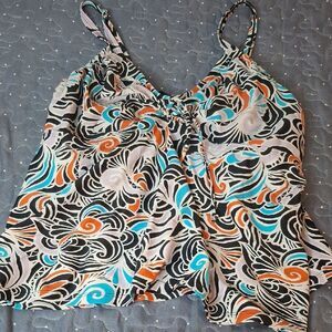 Mazu Multicolor Patterned Women's Tankini Swim Top size 18W